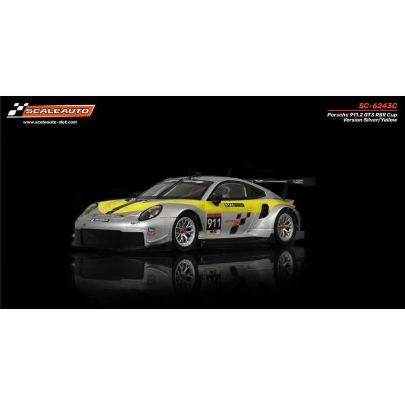 PORSCHE 991 RSR GT3 CUP RACING SILVER/YELLOW