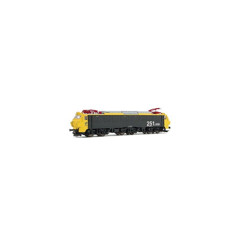 Locomotora 251.008 amarilla y gris
